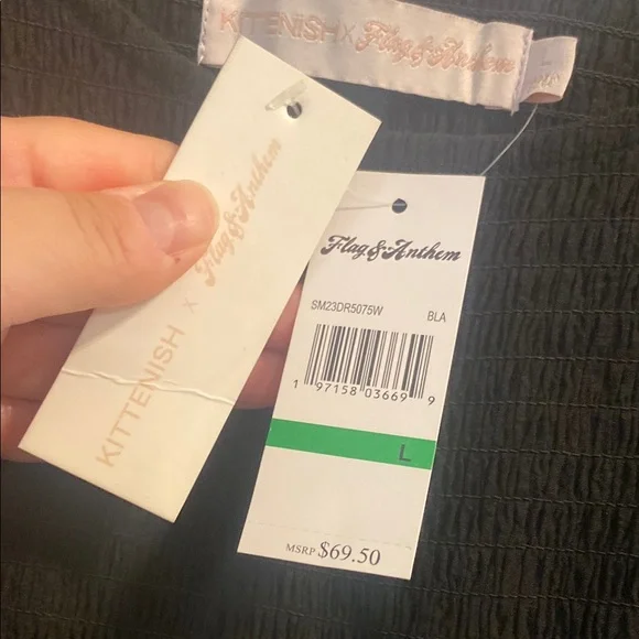 Kittenish x Flag & Anthem Black Tiered Dress, L NWT - Picture 2 of 5